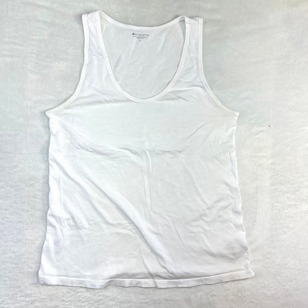 Nautical Athleta White Scoop Neck Tank Top Size S Coastal Grandmother Minimalist
